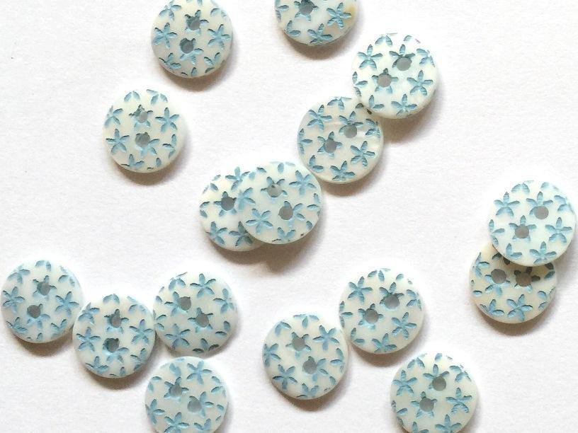 10mm - River Shell with Turquoise Stars TextileGarden
