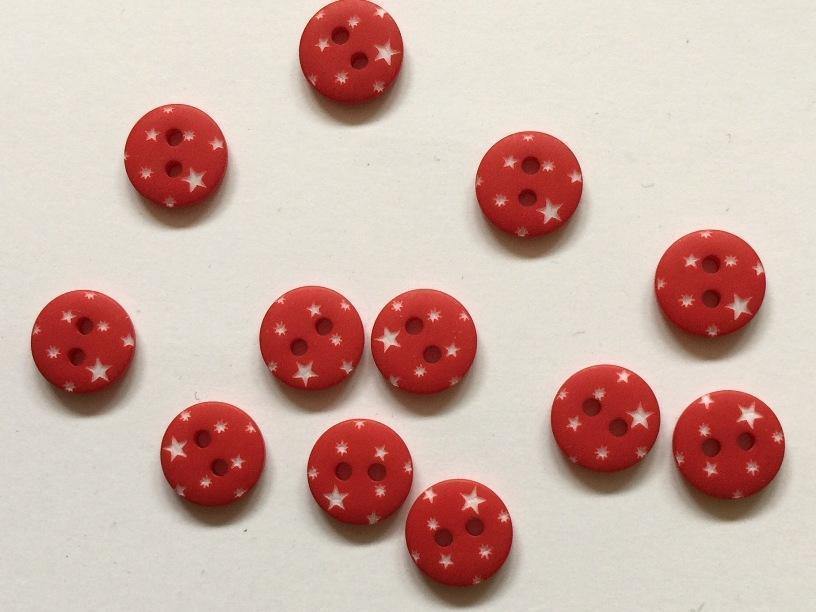 12mm - Red with White Stars TextileGarden