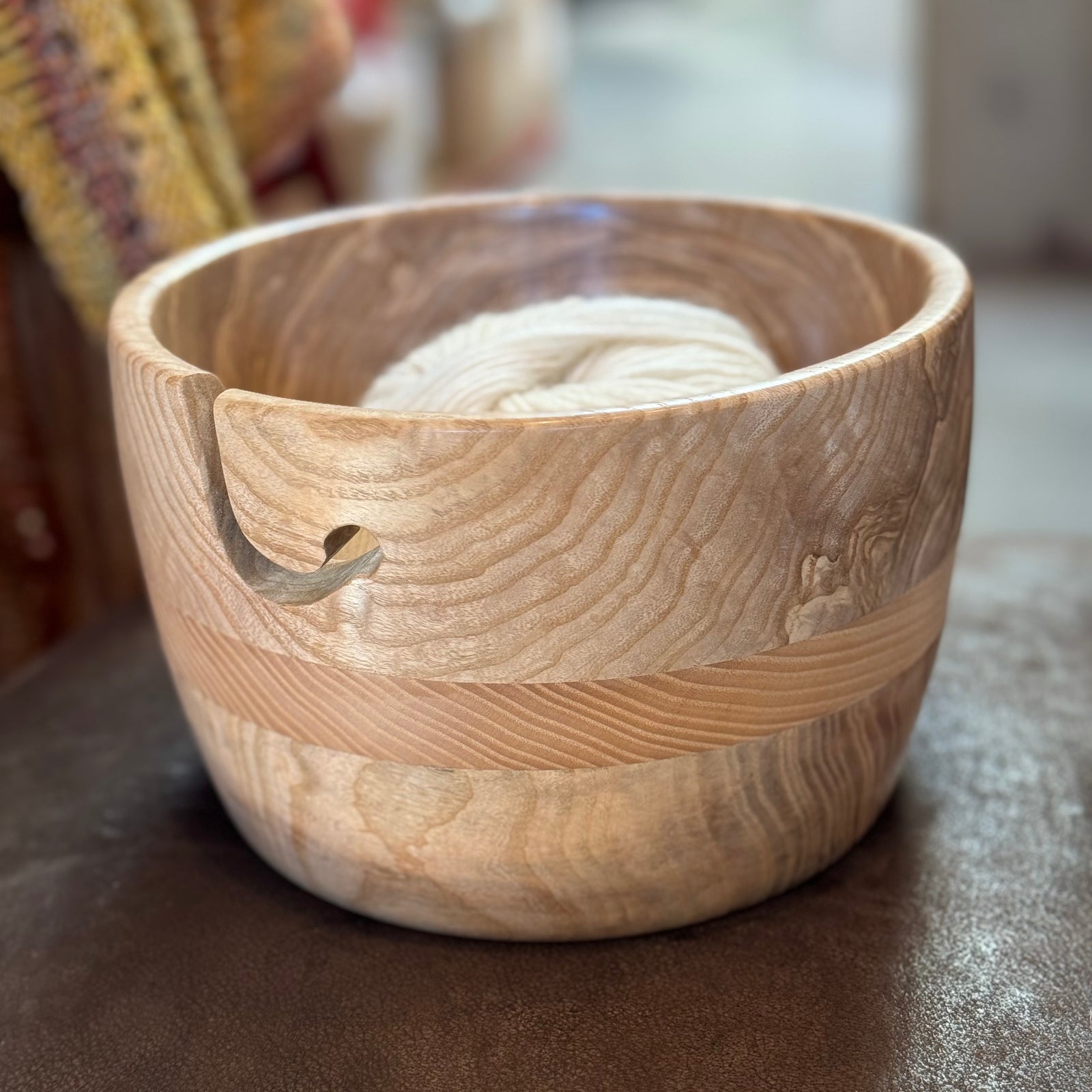 Hand Turned Yarn Bowl - Spalted Beech & Cherry tribeyarns