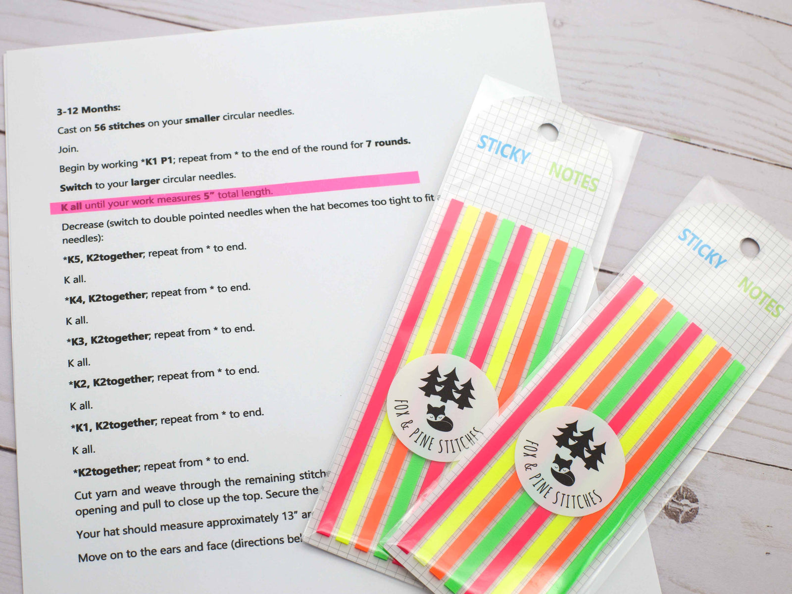 Pattern Highlighter Strips Fox & Pine Stitches