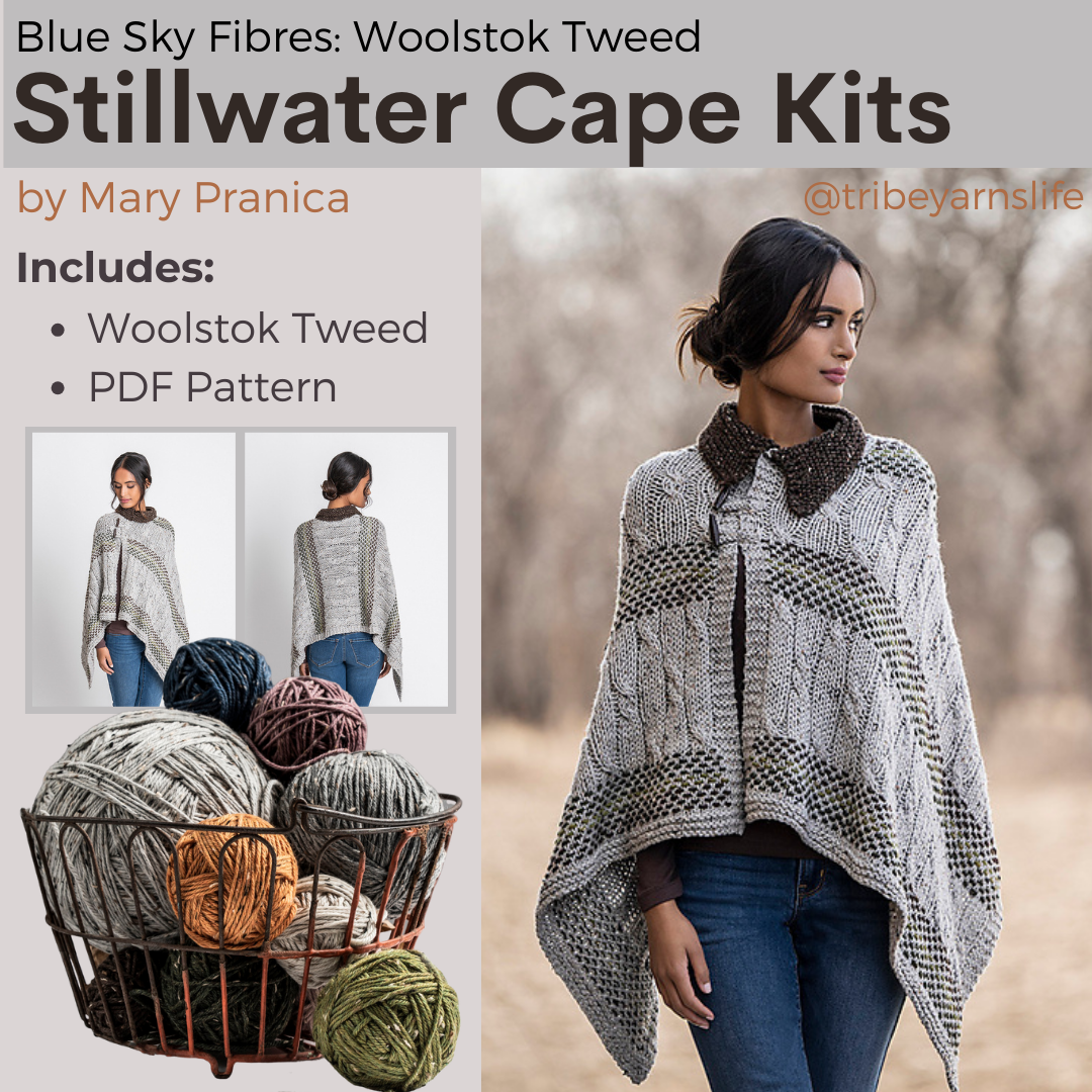 Saltwater Cape Kit with Woolstok Tweed Blue Sky Fibers