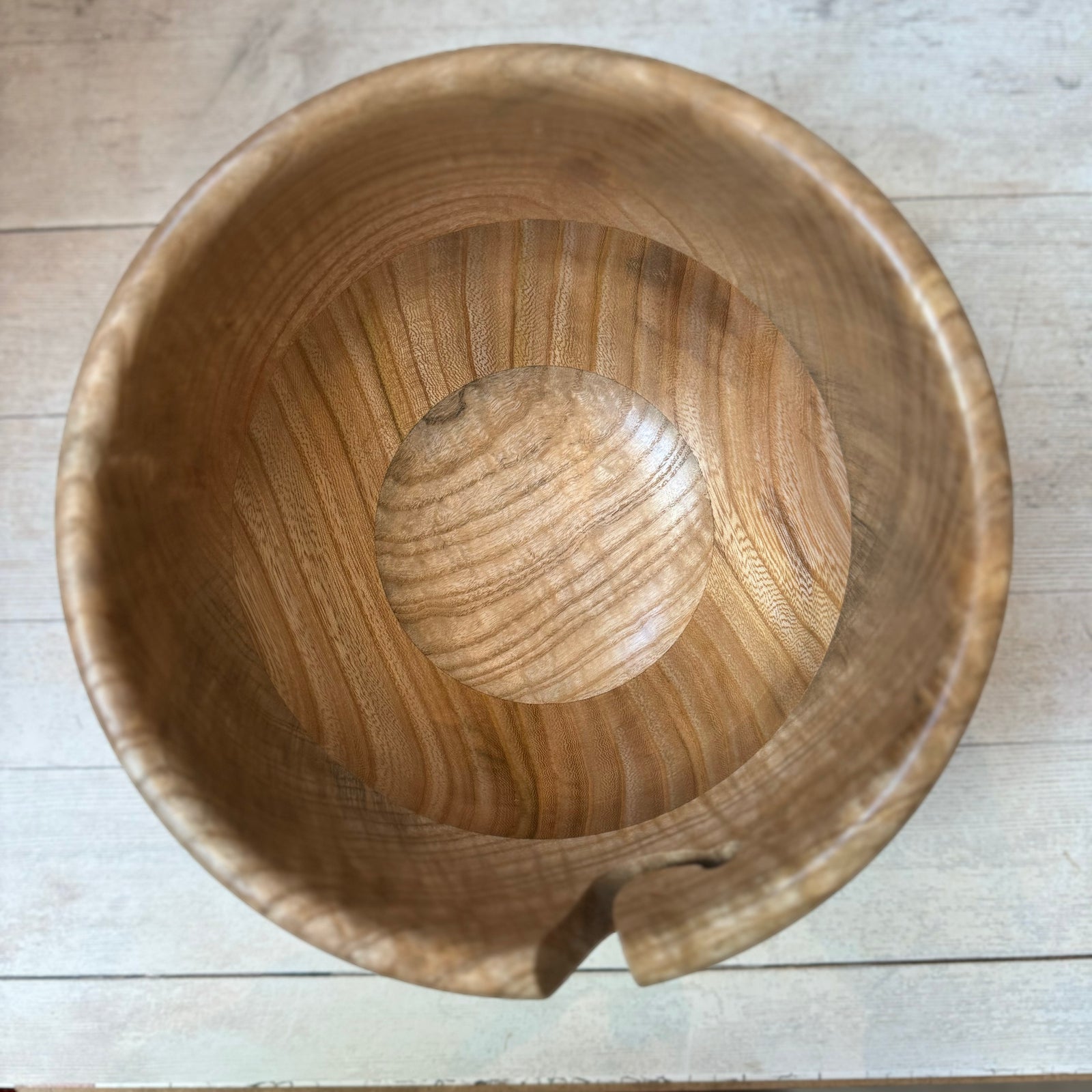 Hand Turned Yarn Bowl - Beech & London Plane tribeyarns