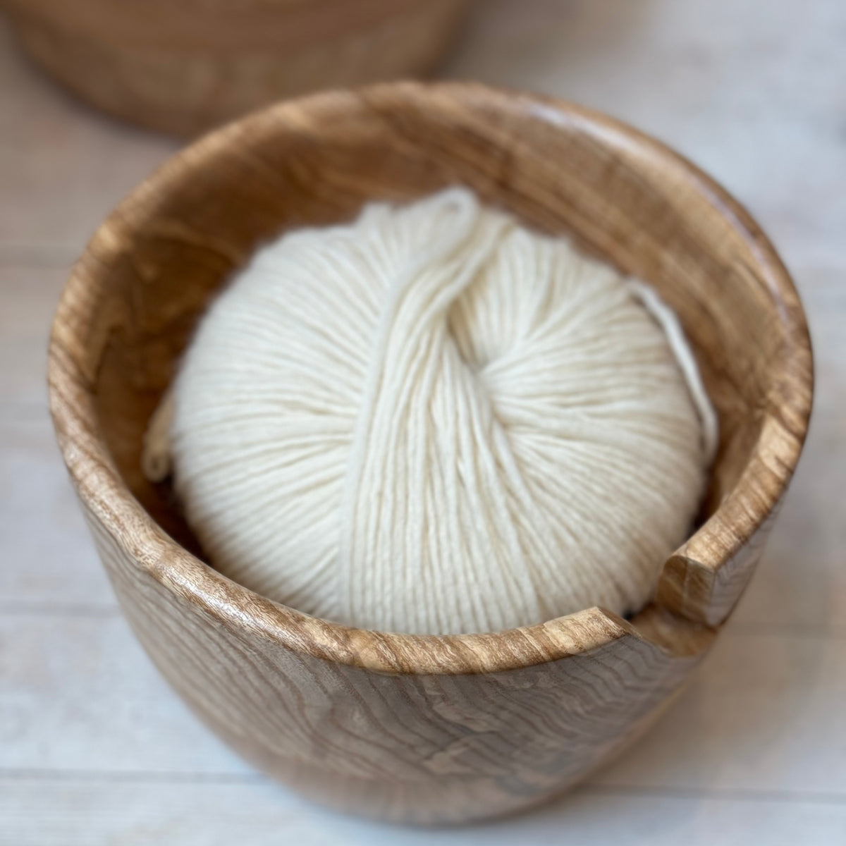 Small Hand Turned Yarn Bowl - Cherry & Ash tribeyarns