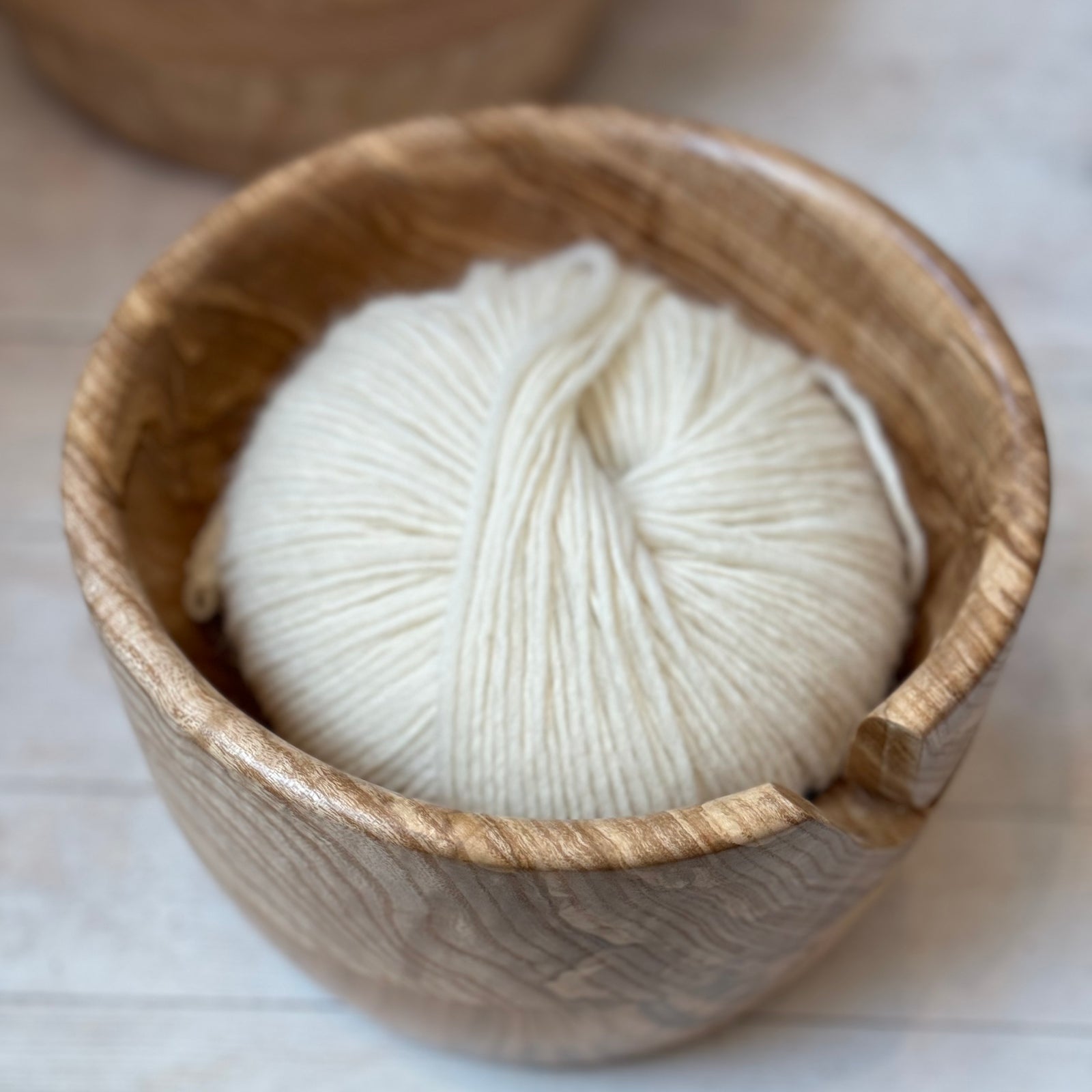 Small Hand Turned Yarn Bowl - Cherry & Ash tribeyarns