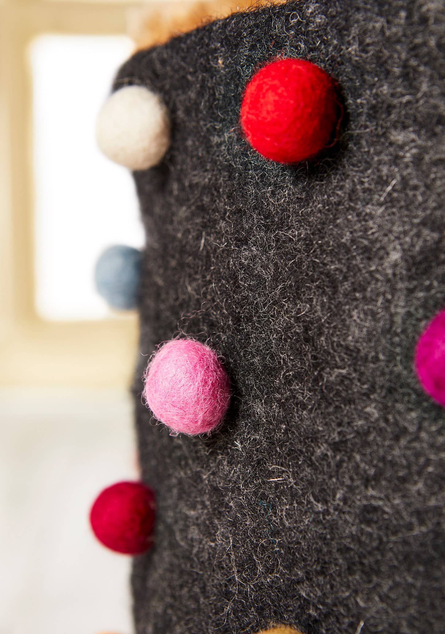 Felt Basket, Rainbow Felt Ball Decoration Namaste