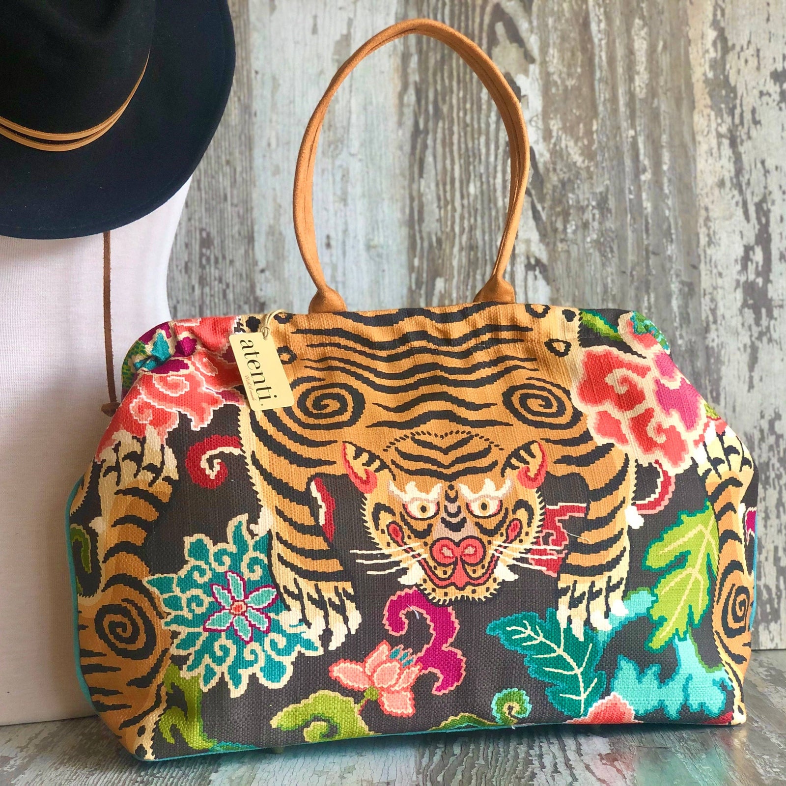 Le Tigre Pioneer Modern Tapestry Doctor Bag w/ Metal Frame