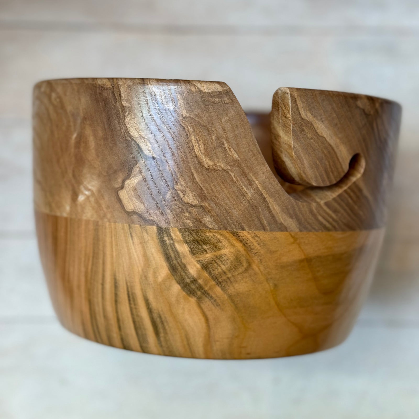 Small Hand Turned Yarn Bowl - Cherry & Ash tribeyarns