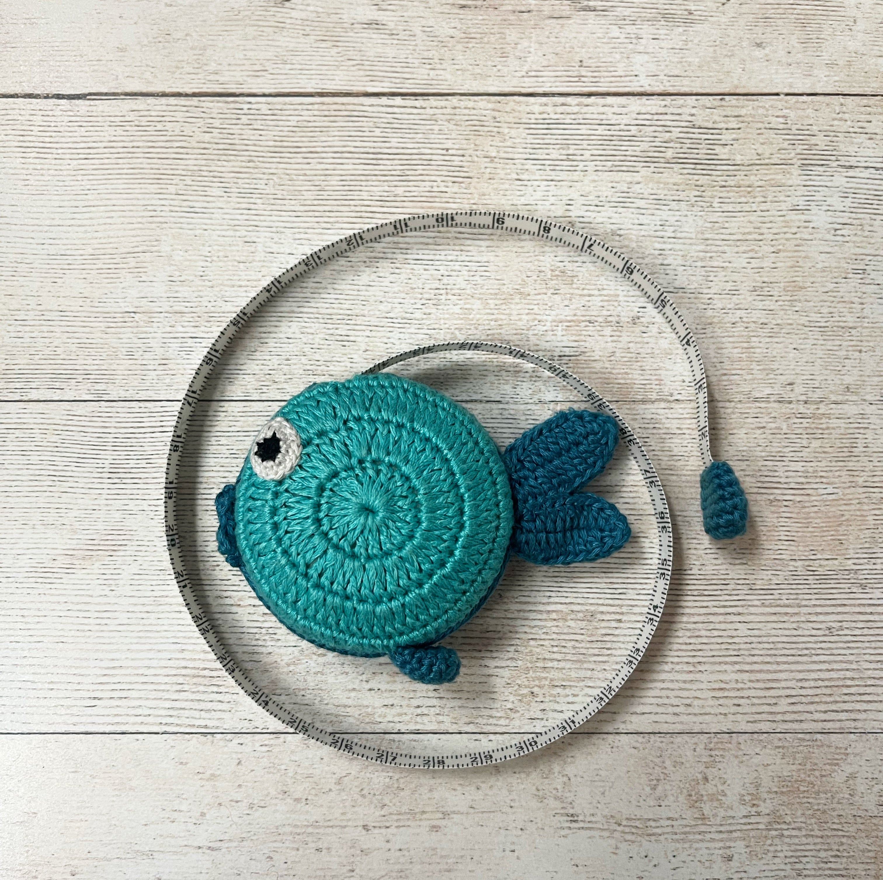 Blue Fish Crocheted Tape Measure by Lantern Moon