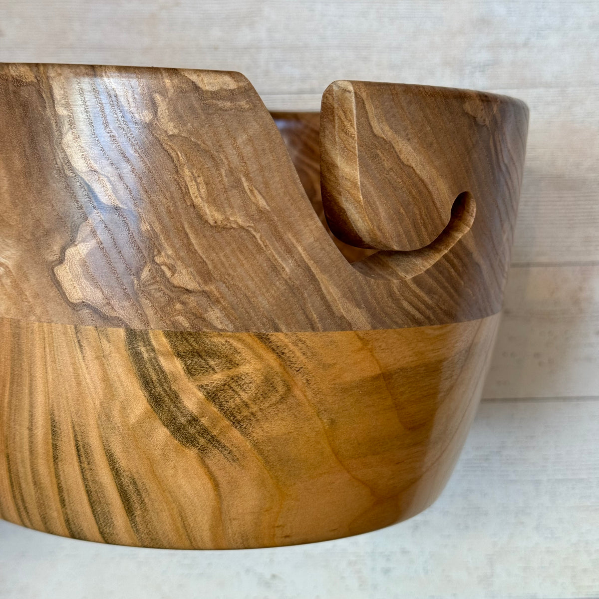 Small Hand Turned Yarn Bowl - Cherry & Ash tribeyarns