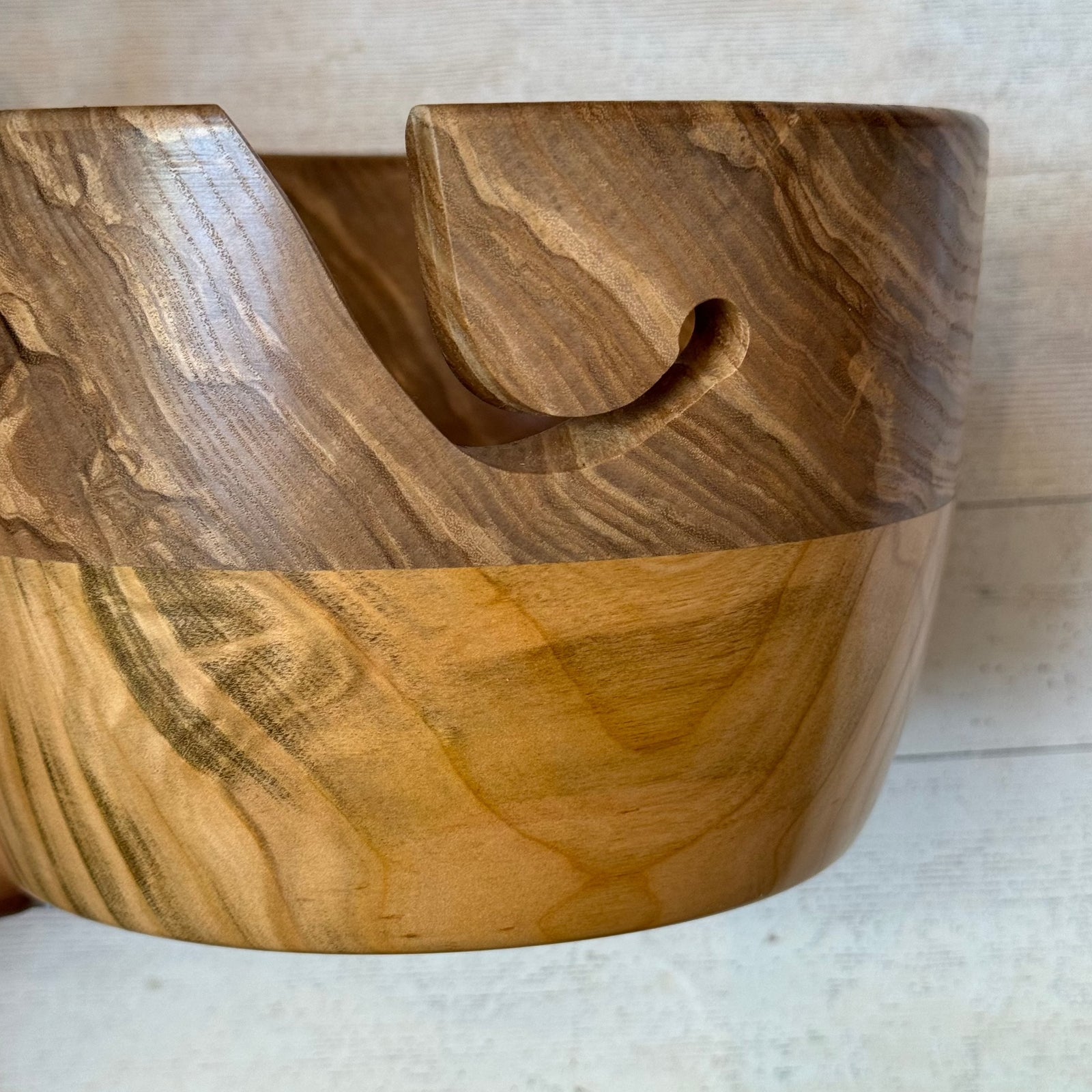 Small Hand Turned Yarn Bowl - Cherry & Ash tribeyarns