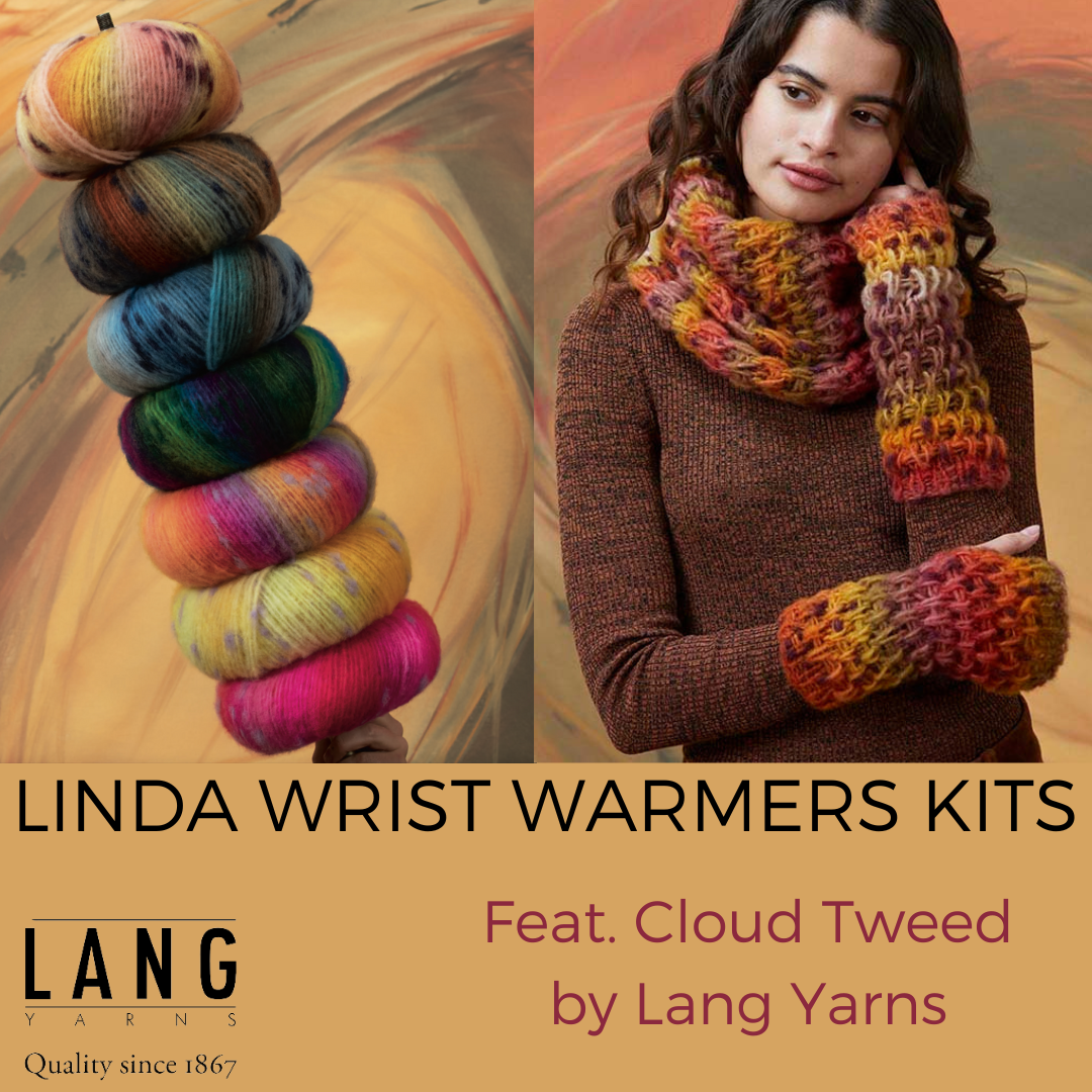 Linda Wrist Warmers Kit in Cloud Tweed by Lang Lang Yarns