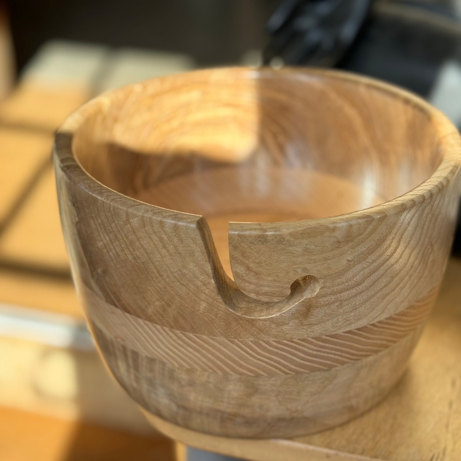 Hand Turned Yarn Bowl - Spalted Beech & Cherry tribeyarns