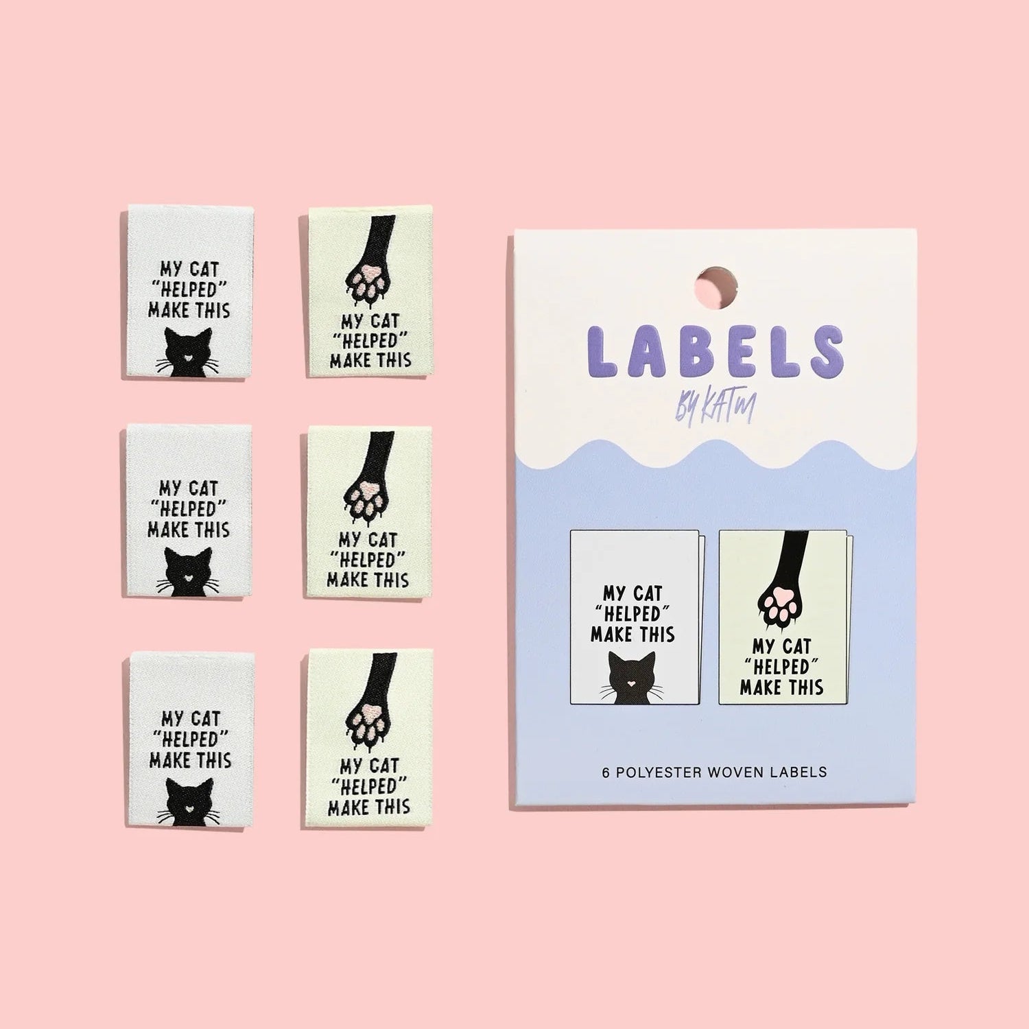 My Cat "Helped" Make This Woven Labels 6 Pack