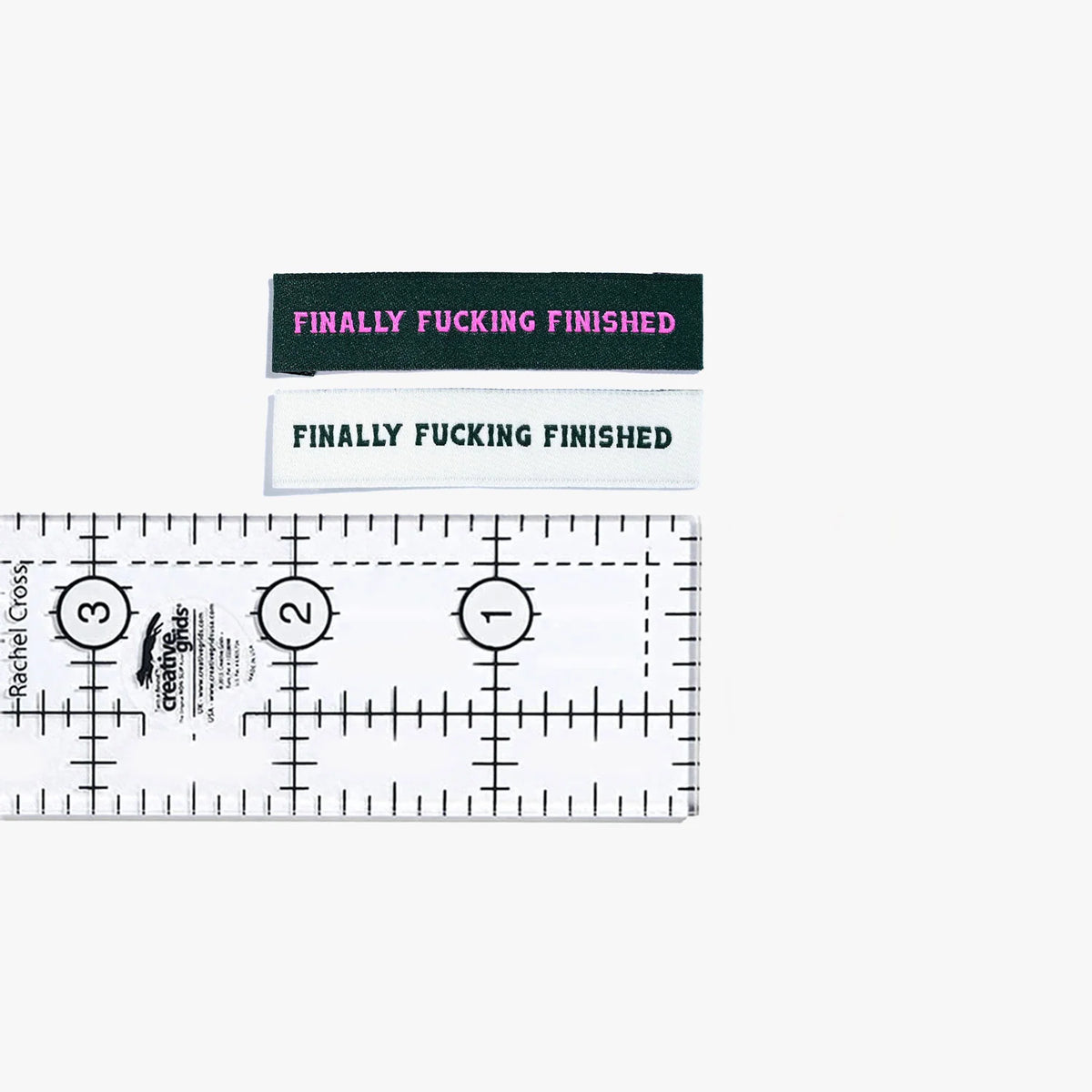 "Finally Fucking Finished" Woven Labels 6 Pack