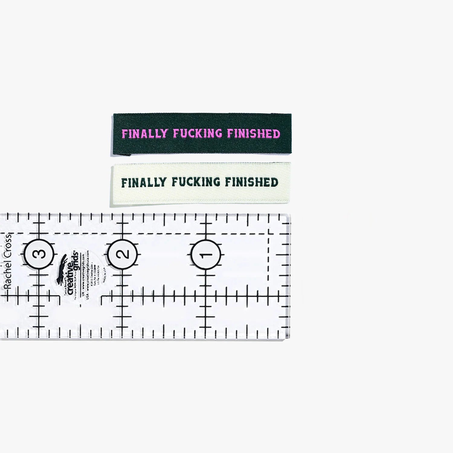 "Finally Fucking Finished" Woven Labels 6 Pack