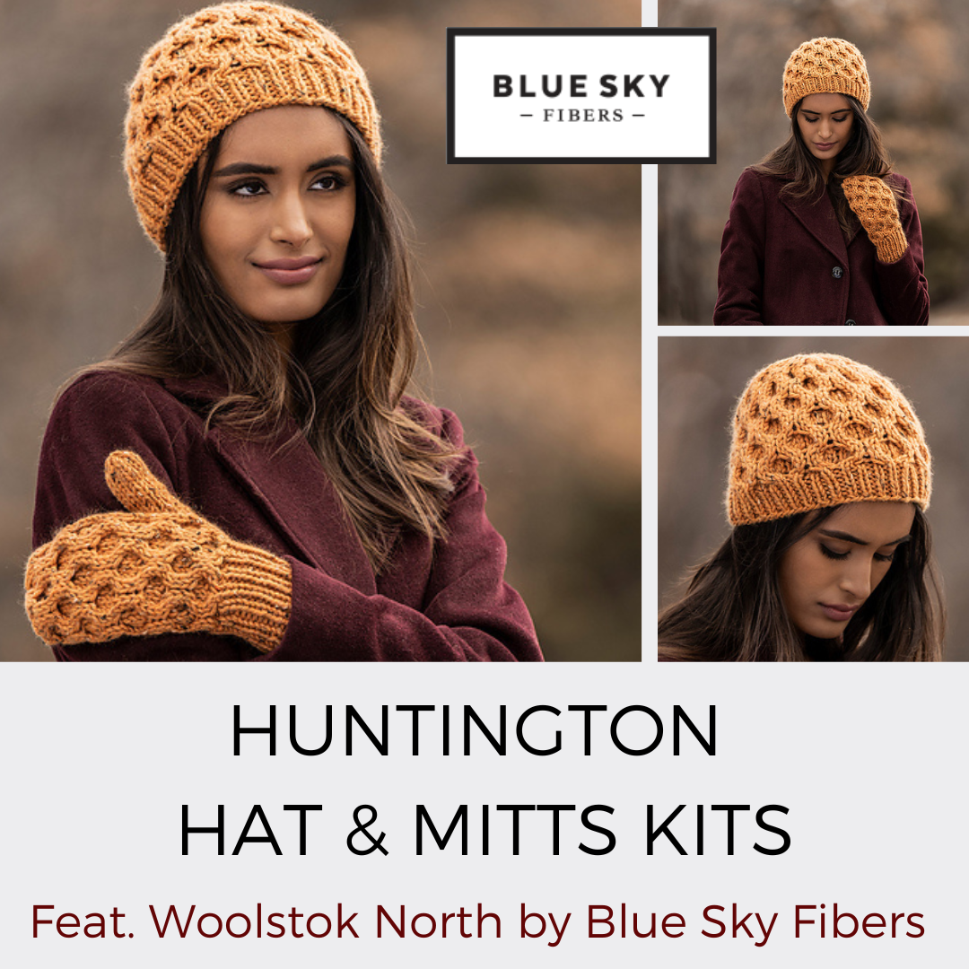 Huntington Hat & Mitts Kits with Woolstok Tweed