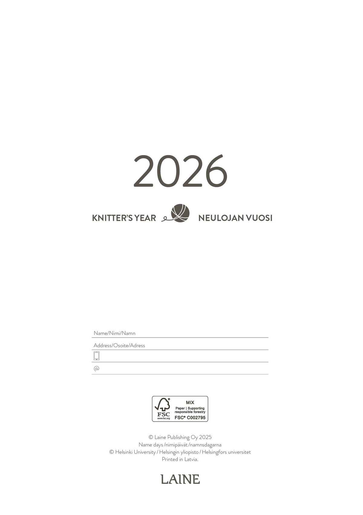 Knitter's Year 2026 Weekly Planner by Laine