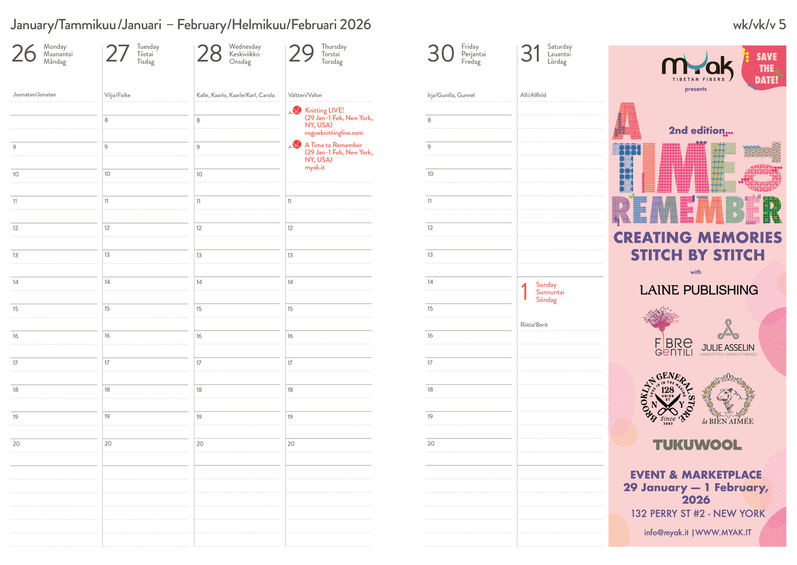 Knitter's Year 2026 Weekly Planner by Laine