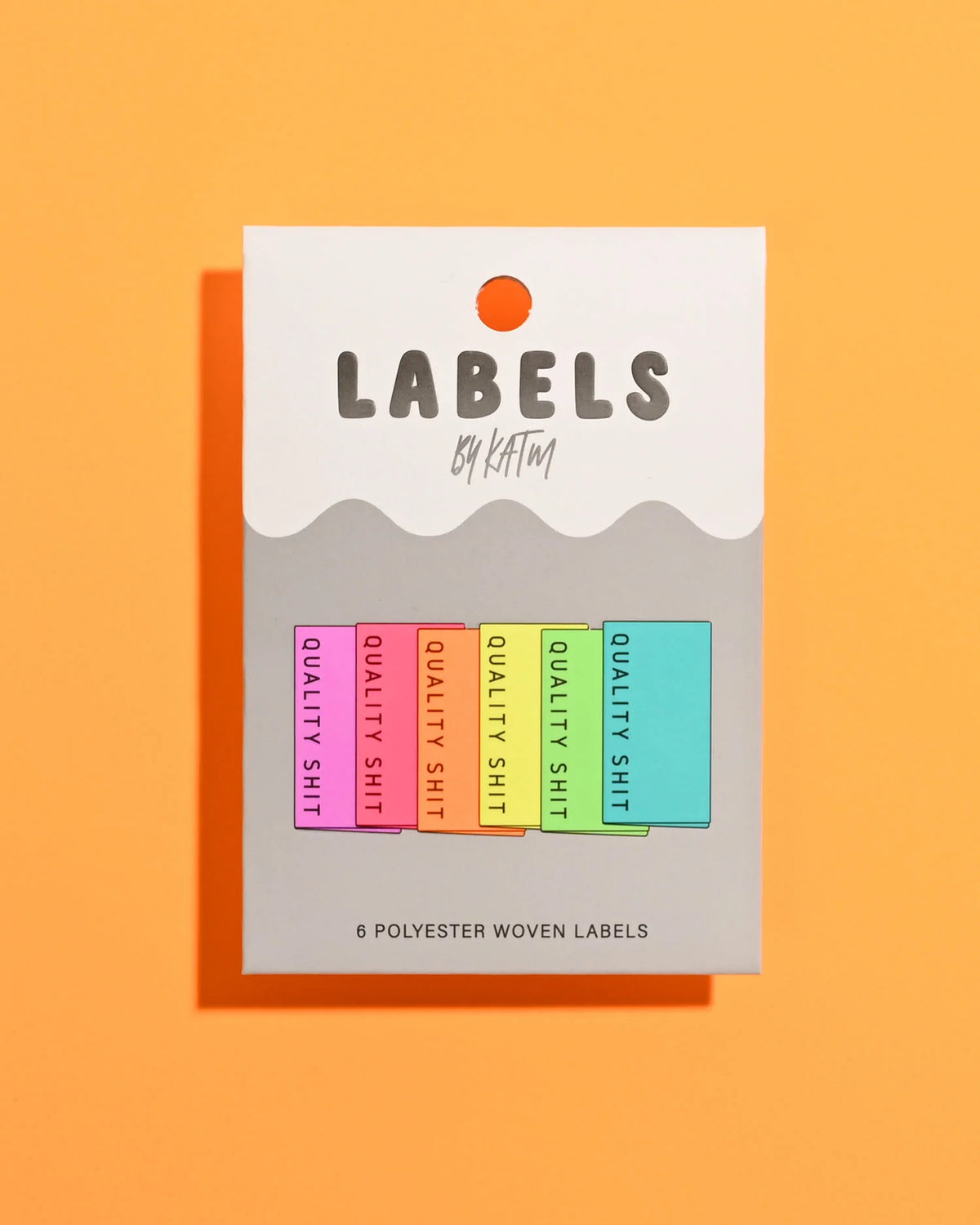 "Quality Shit" NEON Woven Labels 6 Pack