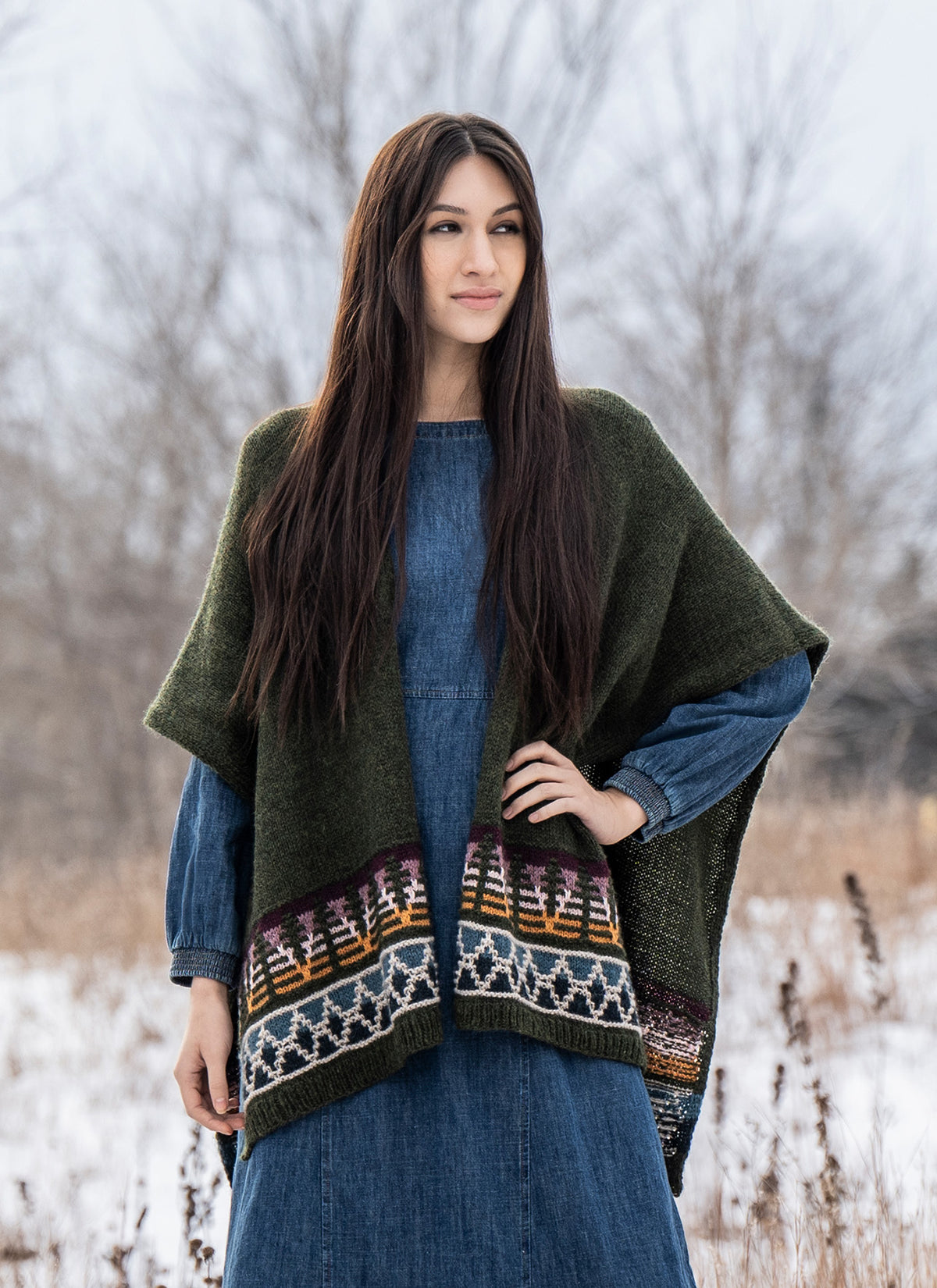 Woodland Ruana Kit in Woolstok Worsted Blue Sky Fibers