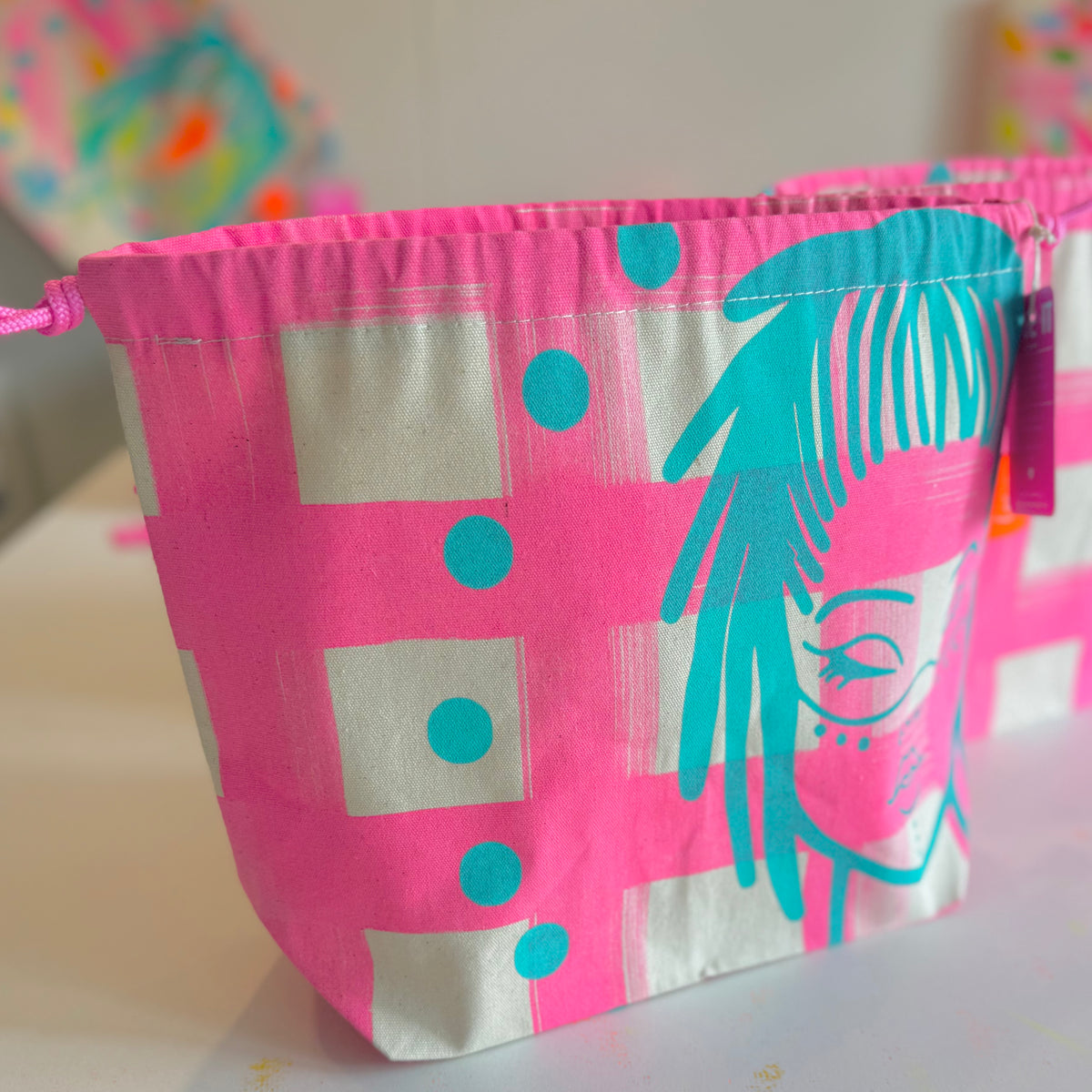 Check Mate Drawstring Project Bag