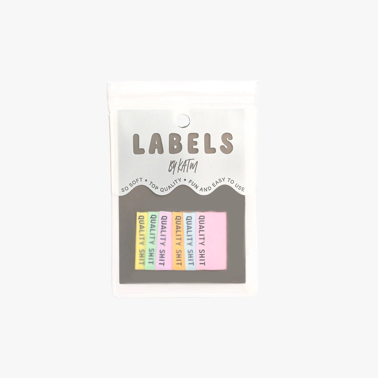 "Quality Shit" PASTELS Woven Labels 6 Pack