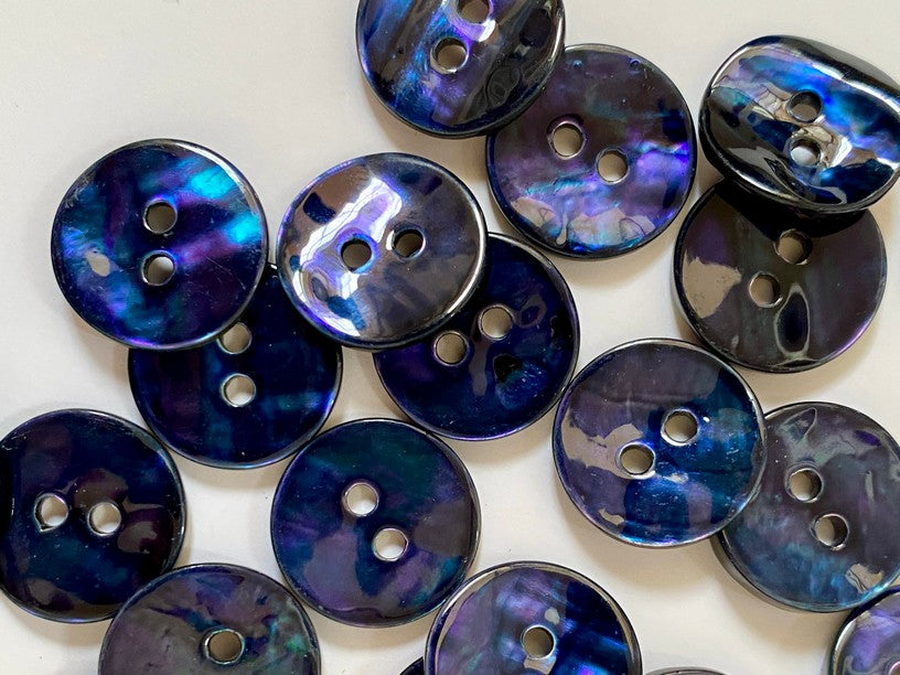 15mm - Deep Blue Abalone Shell Buttons