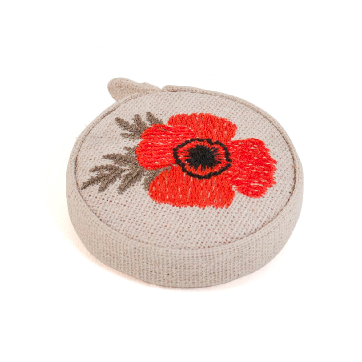 Embroidered Poppy Retractable Measuring Tape
