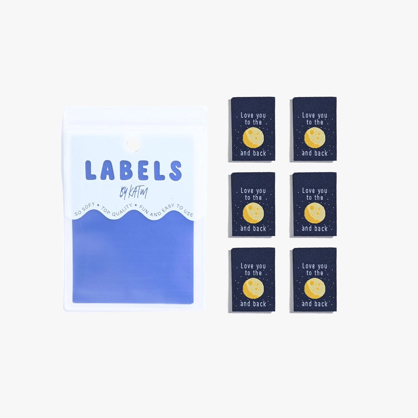 "Love You To The Moon And Back" Woven Labels 6 Pack