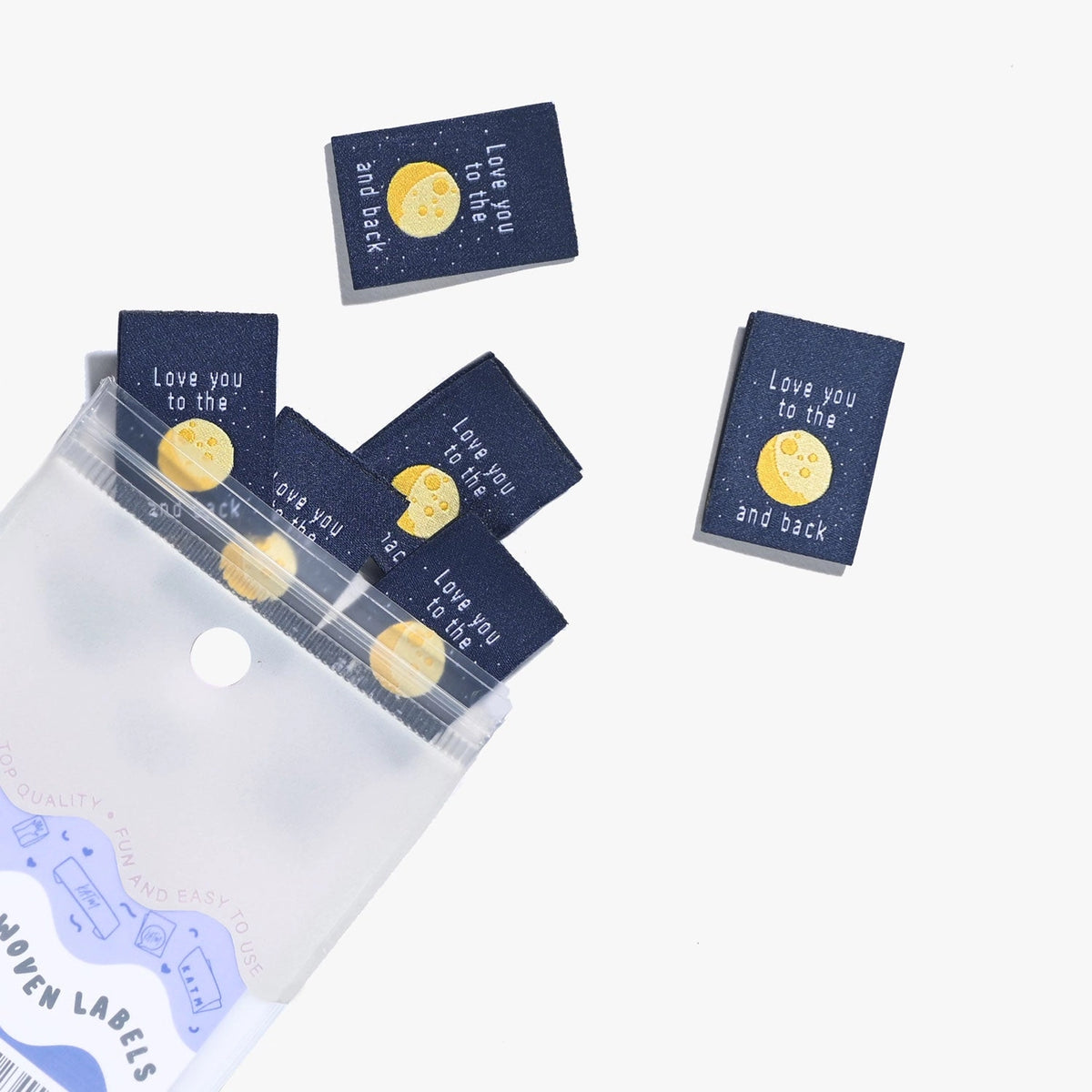 "Love You To The Moon And Back" Woven Labels 6 Pack