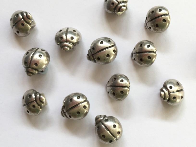 12mm - Silvery Metallic Ladybirds TextileGarden