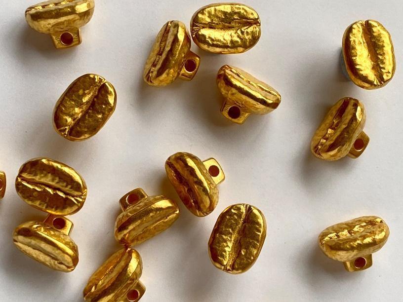 13mm - Coffee Beans: Gold Colour Metallic (ABS) TextileGarden