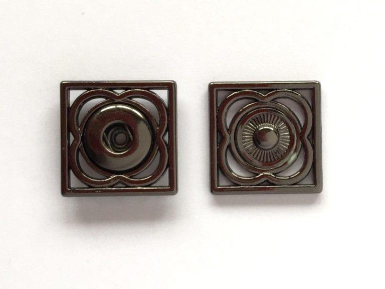 17mm - Square Decorative Metal Snap (sew on) Shiny Anthracite TextileGarden