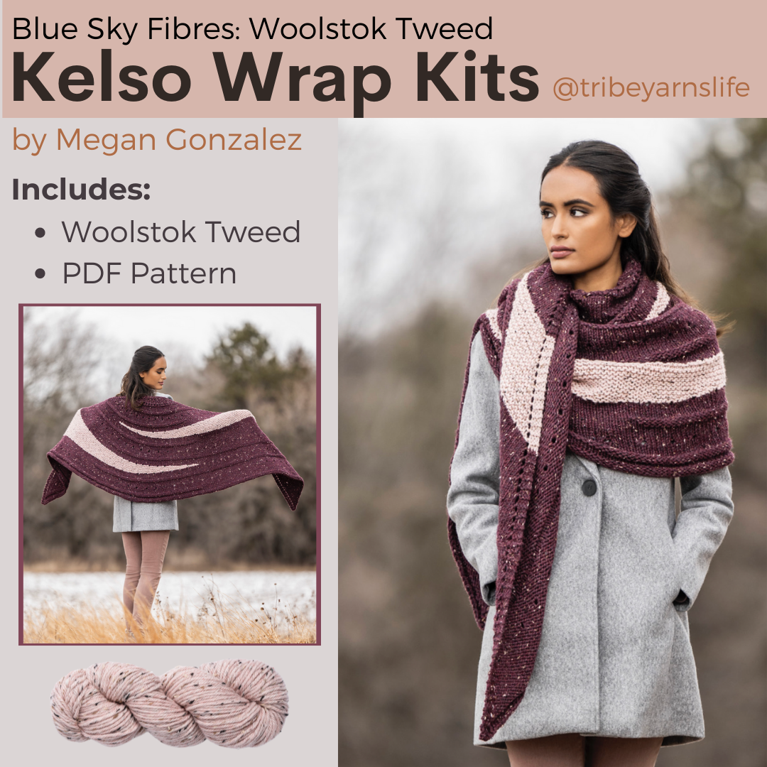Kelso Wrap Kits with Woolstok Tweed Blue Sky Fibers
