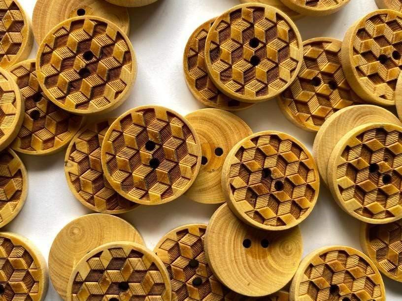 20mm - Round Wood with Laser Checks TextileGarden