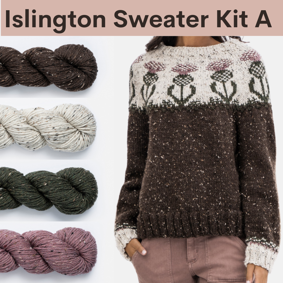 Oarsome Sweater Kits with Woolstok Tweed Blue Sky Fibers