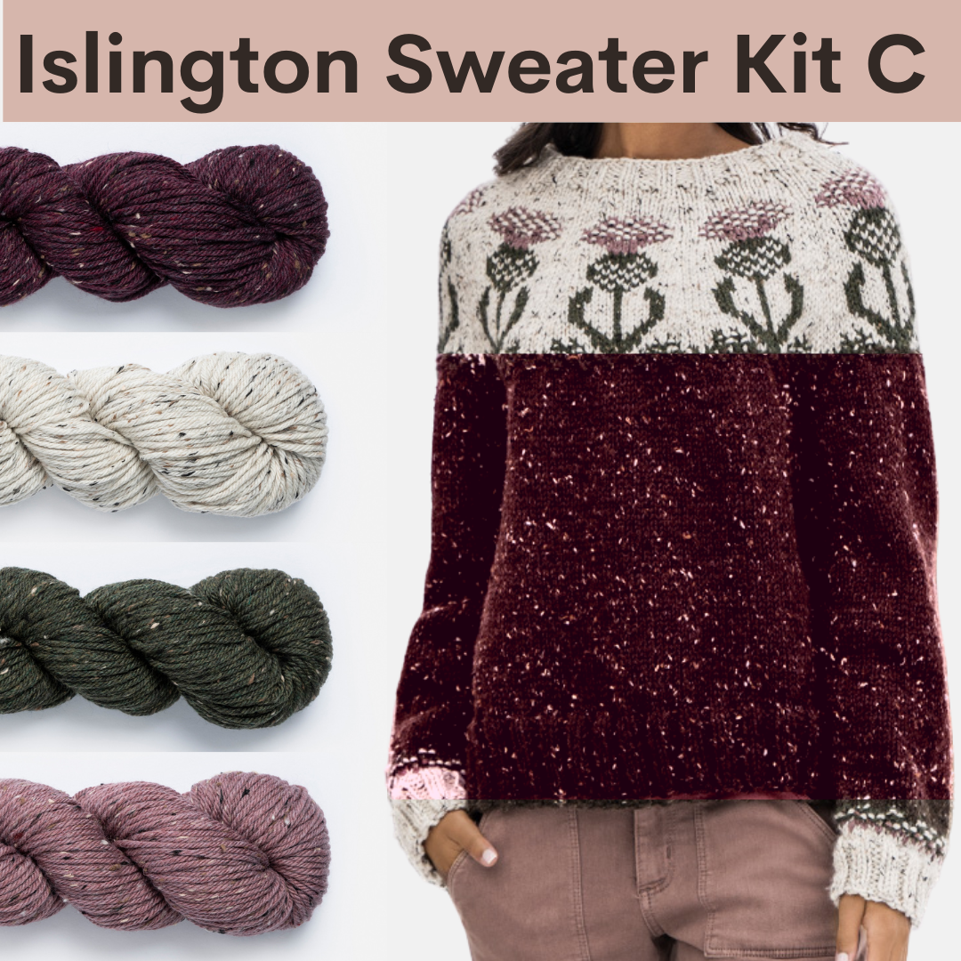 Oarsome Sweater Kits with Woolstok Tweed Blue Sky Fibers