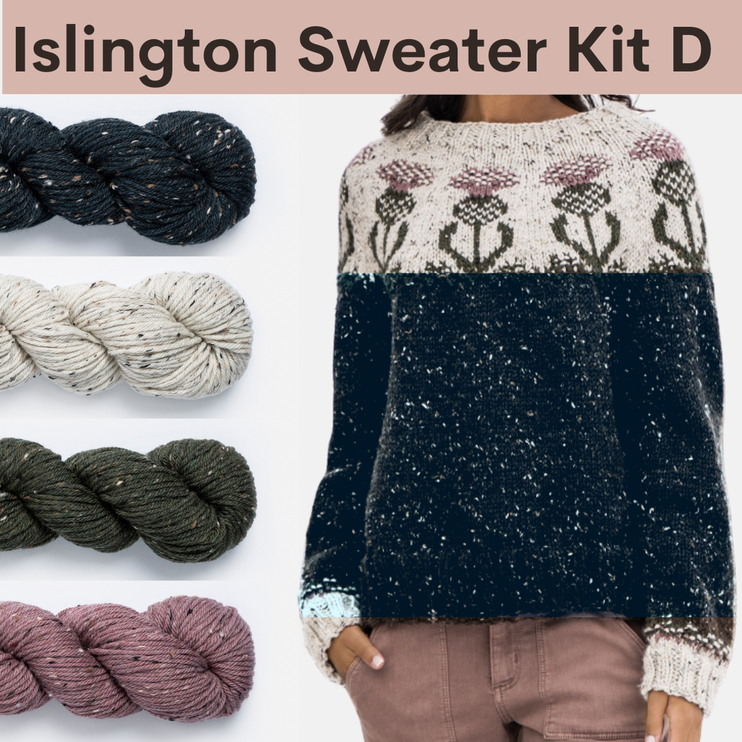 Oarsome Sweater Kits with Woolstok Tweed Blue Sky Fibers