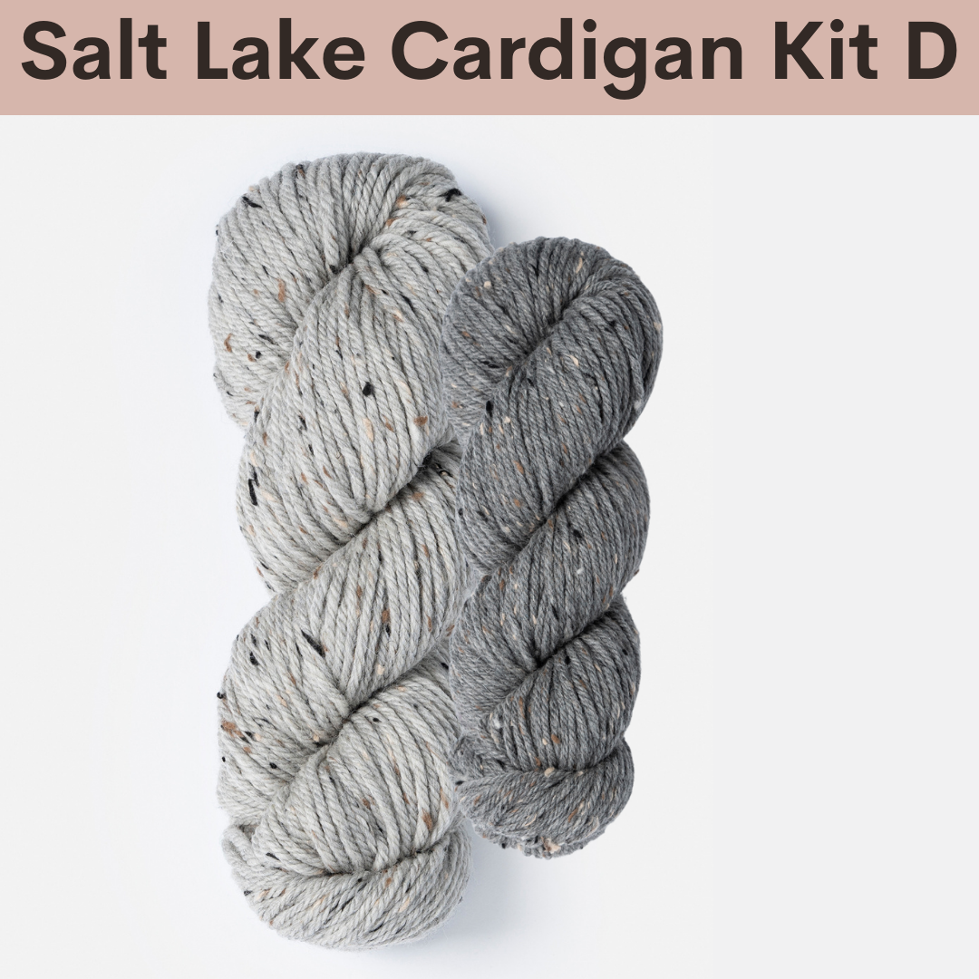 Salt Lake Cardigan Kits with Woolstok Tweed Blue Sky Fibers