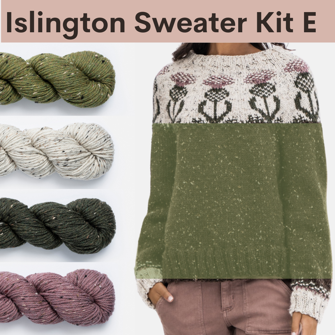 Oarsome Sweater Kits with Woolstok Tweed Blue Sky Fibers