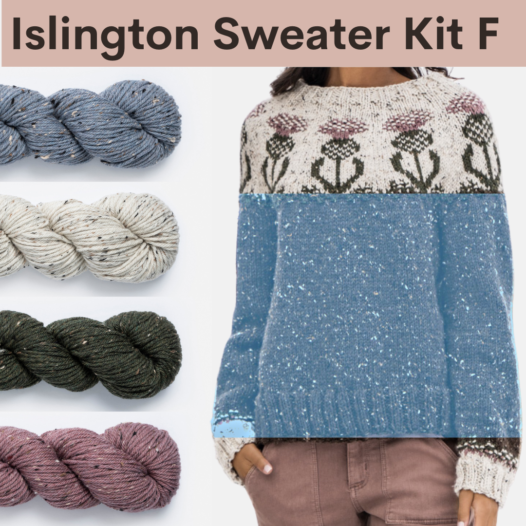 Oarsome Sweater Kits with Woolstok Tweed Blue Sky Fibers