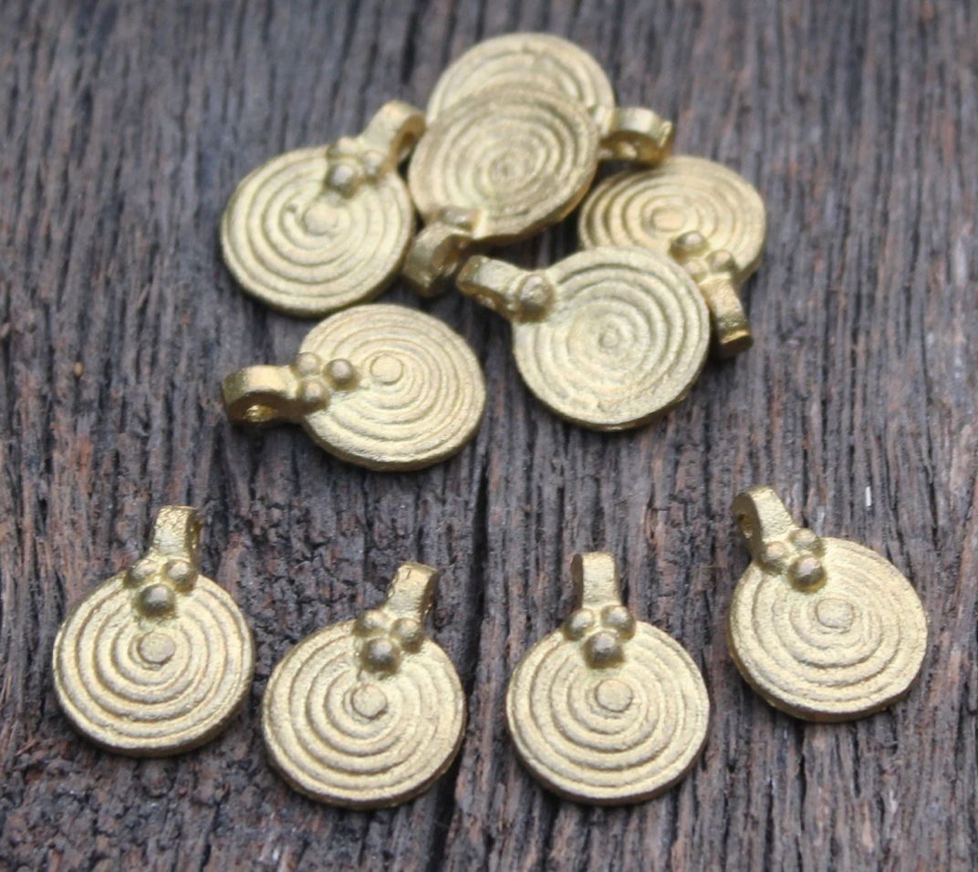 Handmade Tribal Brass Dangles - Large Spirals tribeyarns