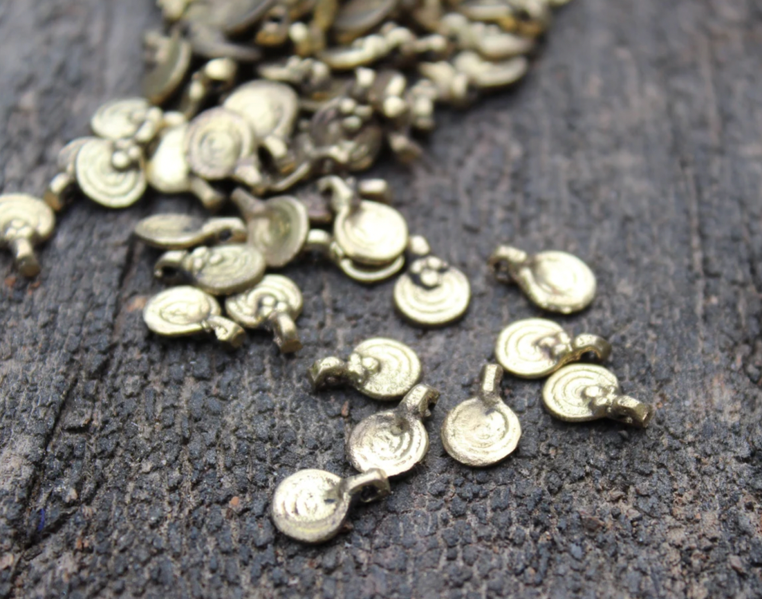 Handmade Tribal Brass Dangles - Small Spirals tribeyarns