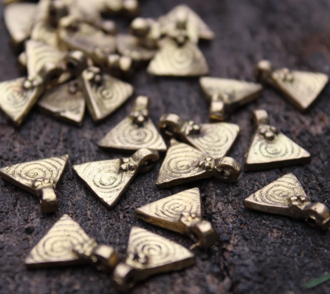Handmade Tribal Brass Dangles - Triangles tribeyarns