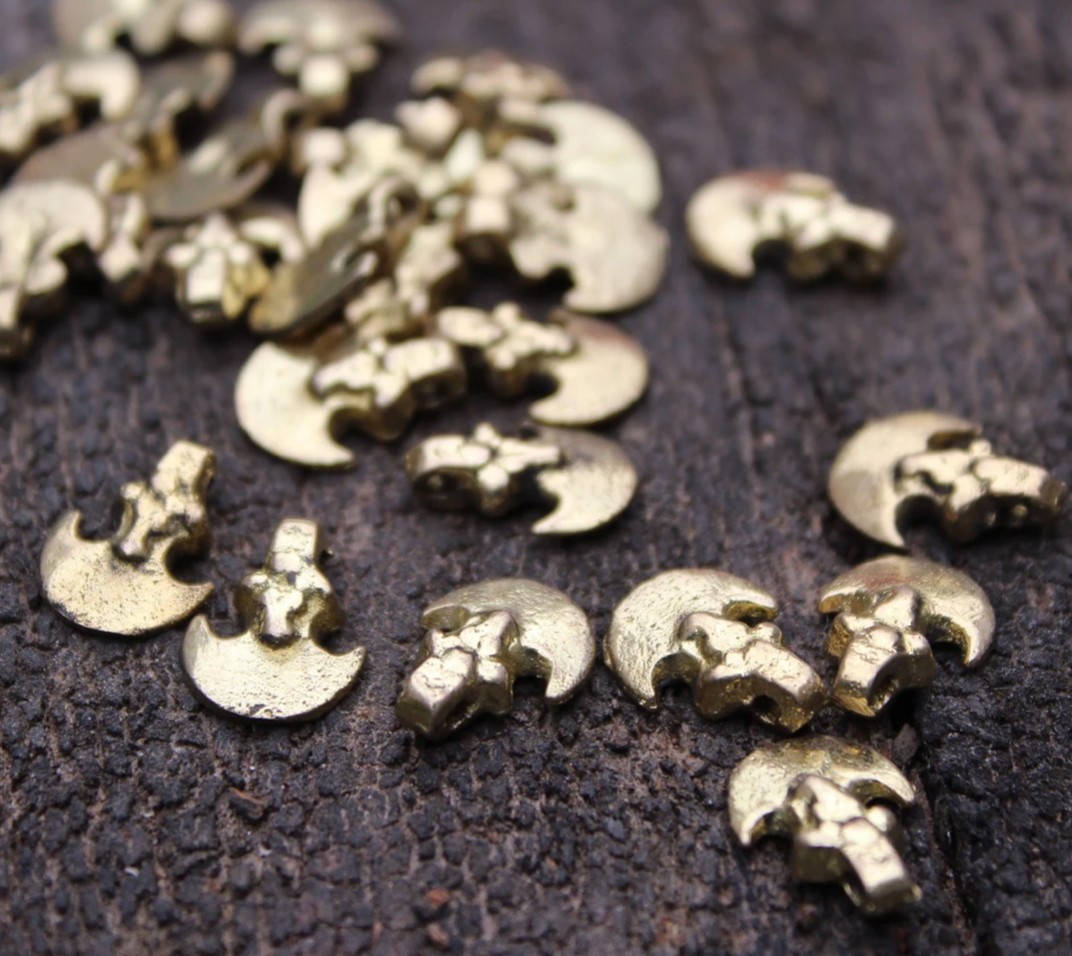 Handmade Tribal Brass Dangles - Crescents tribeyarns