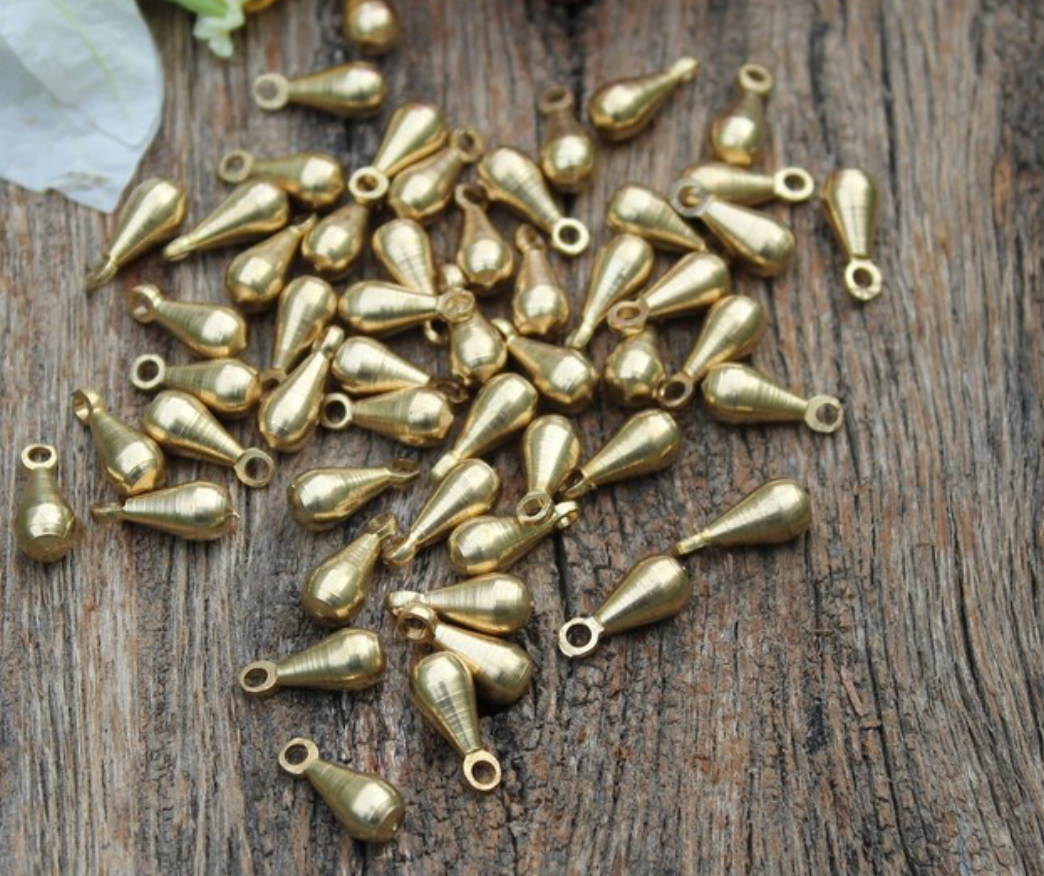 Handmade Tribal Brass Dangles - Teardrops tribeyarns