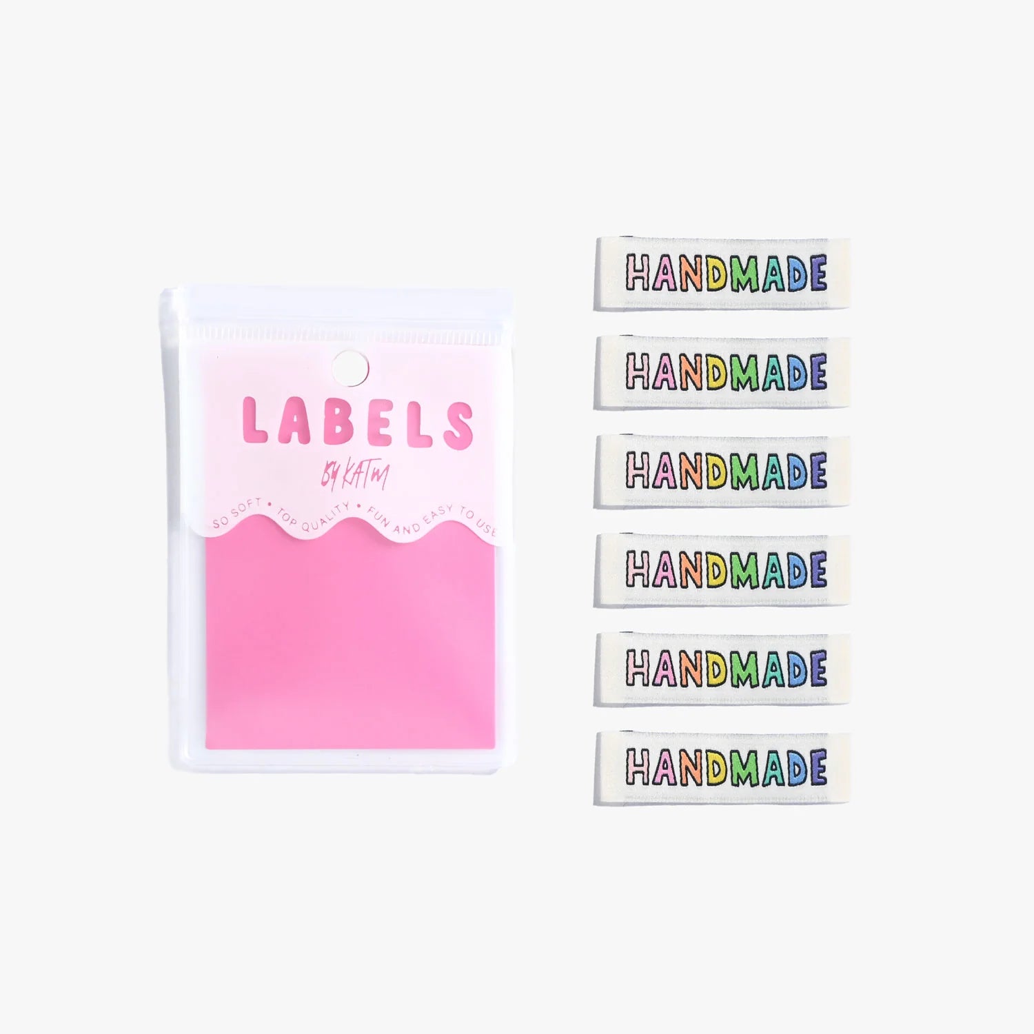 "Handmade" Rainbow Woven Labels 6 Pack Kylie and the Machine