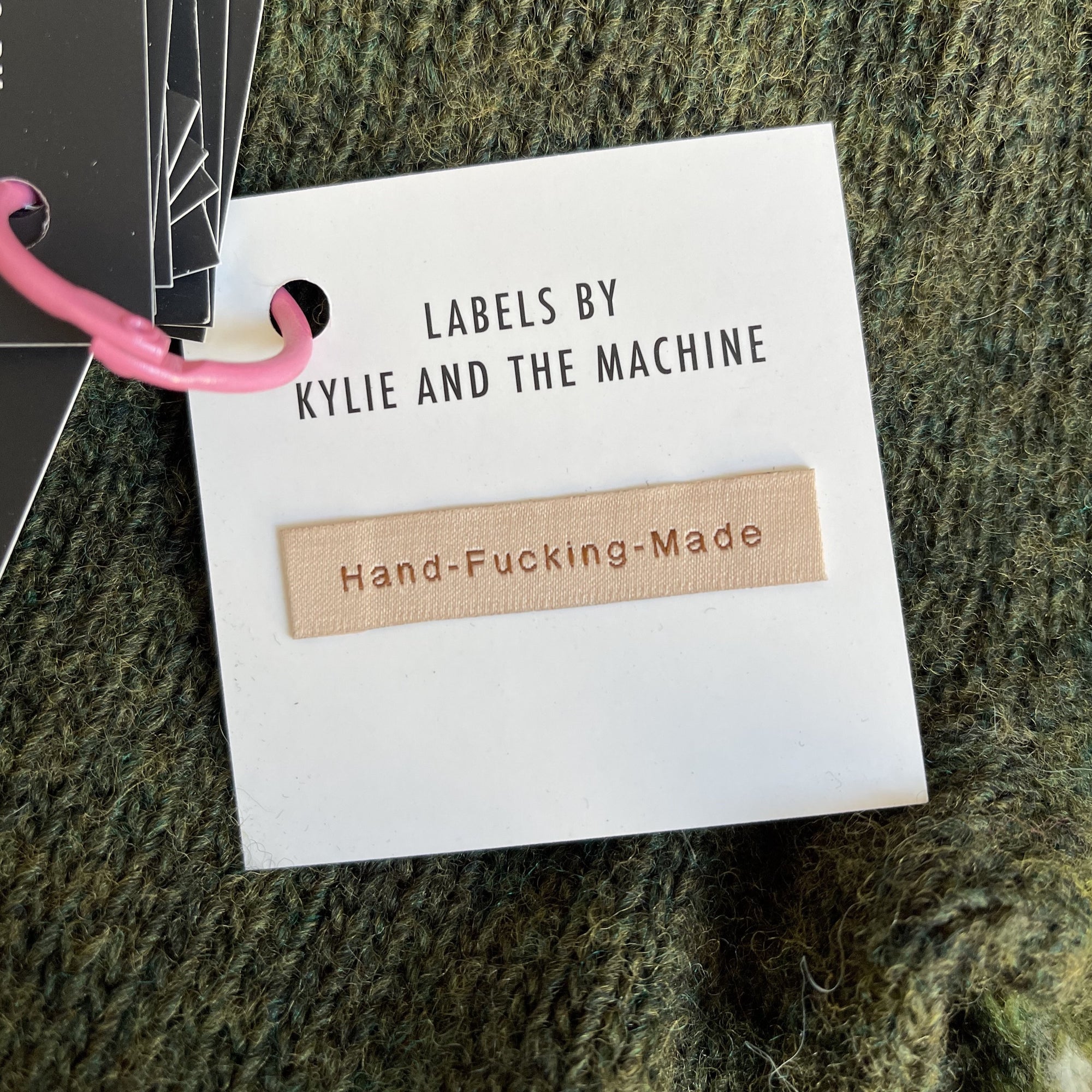 "Hand-Fucking Made" Woven Labels 10 Pack Kylie and the Machine