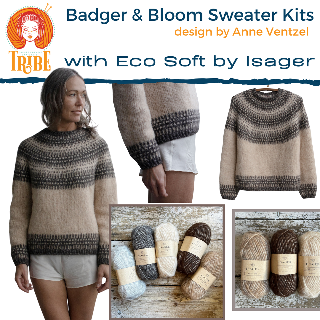 Badger and Bloom Sweater Kit by Anne Ventzel - Isager Eco Soft Isager