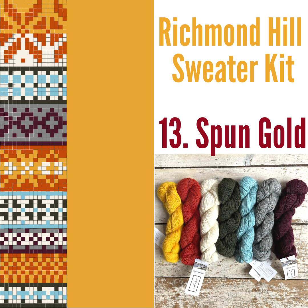Richmond Hill Sweater Kit 12 - Spun Gold Blue Sky Fibers